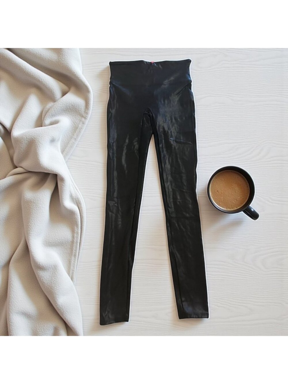 SPANX Womens Black Metallic Skinny Leggings Size Small
